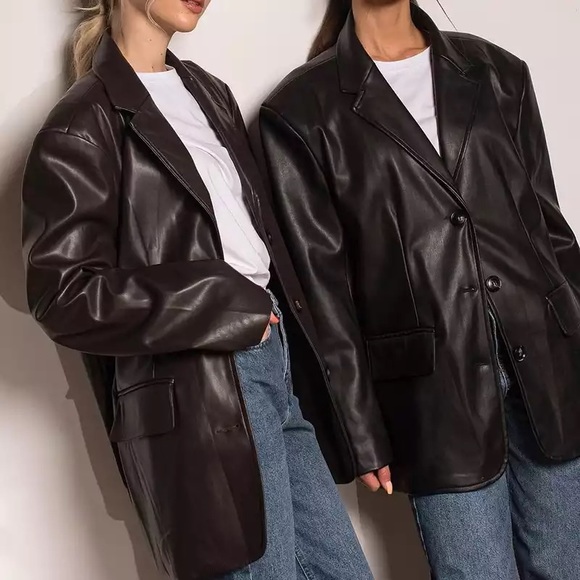 Gaia Faux Leather Blazer - Picture 1 of 3